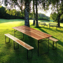 10 Tables de brasserie pliantes et bancs en bois 220x80 cm Vente