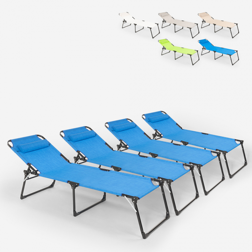 Set van 4 opvouwbare aluminium ligbedden Mauritius 