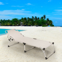 set van 4 aluminium opvouwbare ligbedden strand tuin Seychelles 