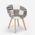 Chaise patchwork pour cuisine bar restaurant design nordique en bois et tissu Pigeon 