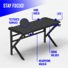 Ergonomisch carbon LED gaming bureau 120 x 60 cm koptelefoon- en bekerhouder Sportbot LED 120 Catalogus