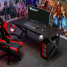 Ergonomische LED gaming bureau carbon 160 x 60 cm koptelefoon en bekerhouder Sportbot LED 160 Kosten