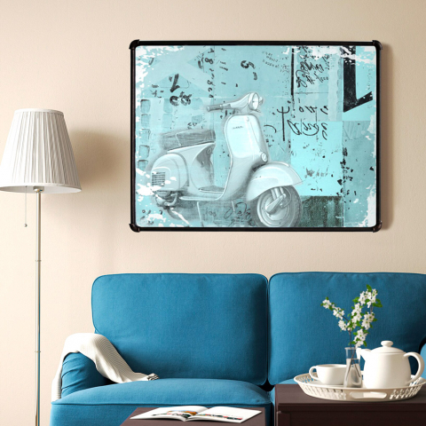 Vespa brommer foto schilderij op canvas met metalen frame 80 x 60 cm Moto