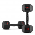 Set van 2 zeshoekige dumbbells halterset van rubber en staal 5 kg Goemon Aanbieding
