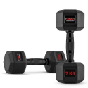 Set van 2 zeshoekige dumbbells halterset van rubber en staal 7 kg Goemon Aanbieding
