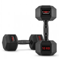 Set van 2 zeshoekige dumbbells halterset van rubber en staal 10 kg Goemon Aanbieding