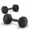 Set van 2 zeshoekige dumbbells halterset van rubber en staal 12.5 kg Goemon Verkoop