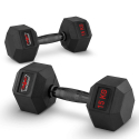 Set van 2 zeshoekige dumbbells halterset van rubber en staal 15 kg Goemon Verkoop