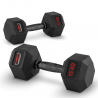 Set van 2 zeshoekige dumbbells halterset van rubber en staal 15 kg Goemon Verkoop