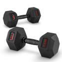 Set van 2 zeshoekige dumbbells halterset van rubber en staal 17,5 kg Goemon Verkoop