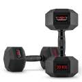 Set van 2 zeshoekige dumbbells halterset van rubber en staal 20 kg Goemon Aanbieding