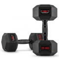 Set van 2 zeshoekige dumbbells halterset van rubber en staal 25 kg Goemon Aanbieding