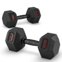 Set van 2 zeshoekige dumbbells halterset van rubber en staal 25 kg Goemon Verkoop