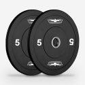 Set olympische schijven 2 x 5 10 15 20 25 kg van rubber en staal 50 mm Titan Verkoop