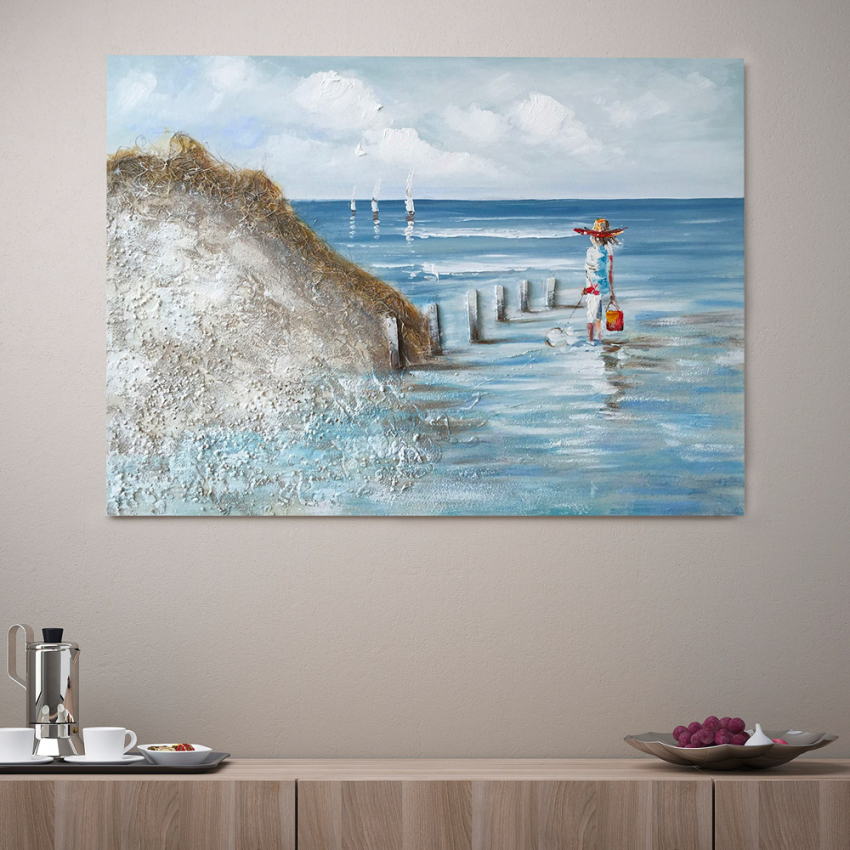 Natuurlandschapsschilderij bij hand op canvas 120 x 90 cm By The Seashore Aanbieding