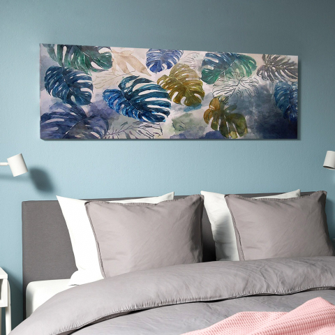 Exotische bladerenschilderij bij hand foto op canvas 140 x 45 cm Jungle