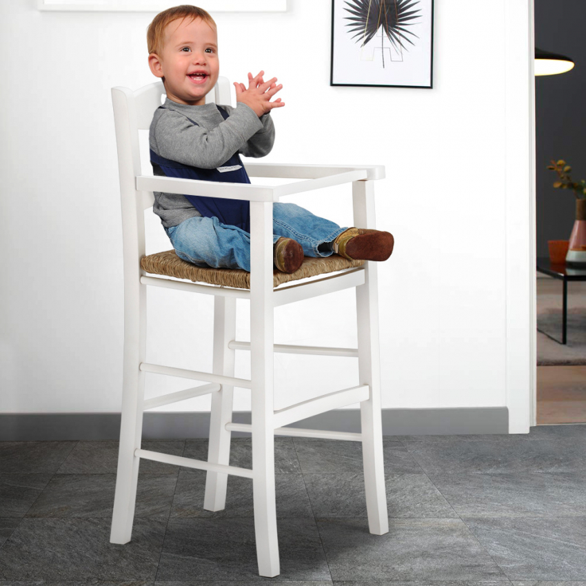 Auroch Houden postkantoor Baby: Hoge Kinderstoel met een Rieten Zitting