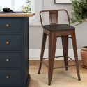 tabouret de bar design industriel en métal bois de style steel wood top Achat