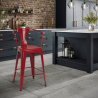 Metalen barkruk met rugleuning in industrieel design Steel Back 