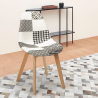 Chaise patchwork design nordique bois et tissu cuisine bar restaurant Robin Achat