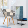 Scandinavisch design patchworkstoel in hout en stof Pigeon Afmetingen