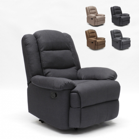 Relax fauteuil in stoffen ontwerp verstelbare voetensteun 4 wielen Maura Aanbieding