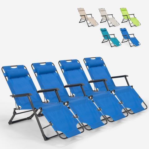 4 transats plage et jardin pliants multi-positions Emily Lux Zero Gravity