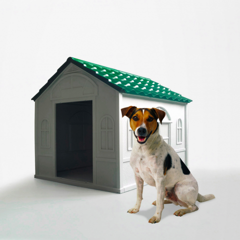 Kennelhuis voor middelgrote honden in plastic tuin Milo