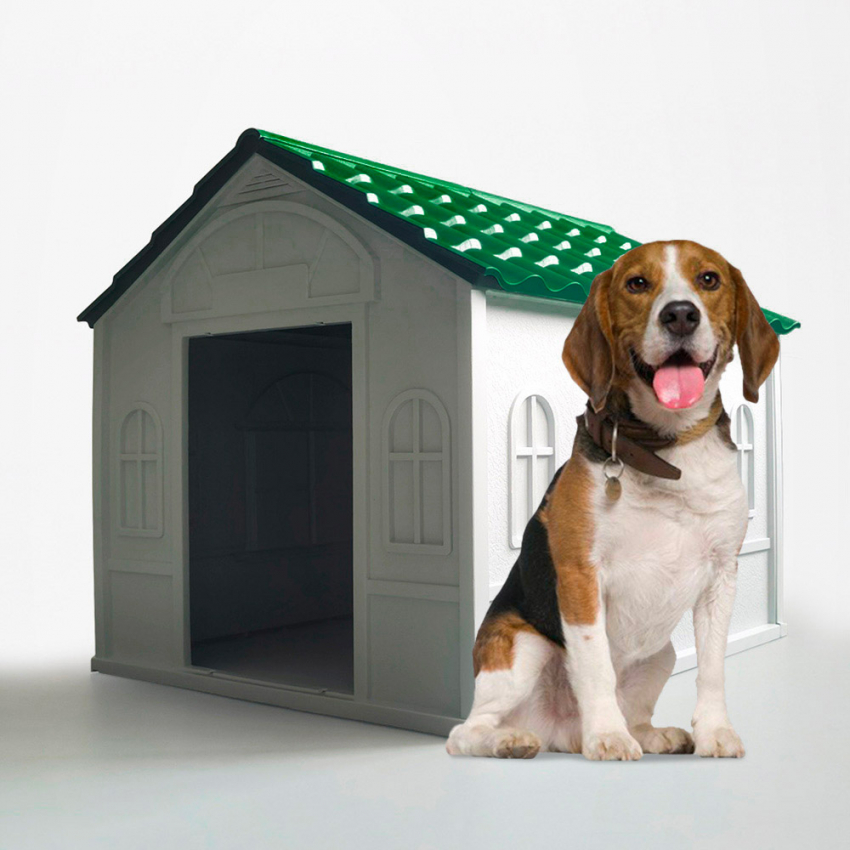 Kunststof hondenhok voor middelgrote honden voor in de tuin Dolly Aanbieding