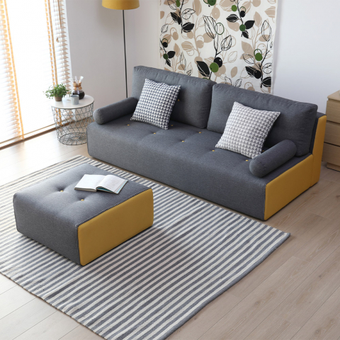 Canapé 3 places confortable de style moderne en tissu avec méridienne Luda Promotion