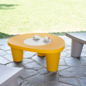 Table basse moderne en polyéthylène dessus en verre pour bar jardin maison Slide Low Lita Table 
