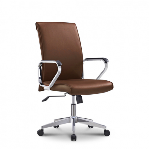 Chaise de bureau ergonomique pivotante élégante en acier similicuir Cursus Coffee