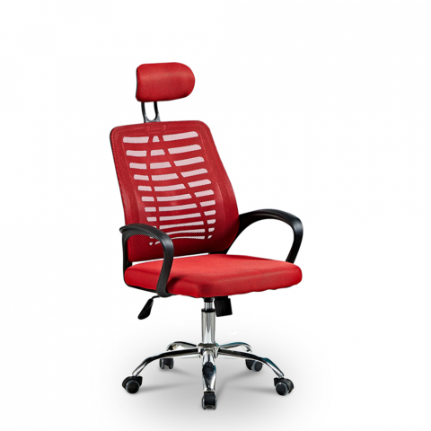 Chaise de bureau ergonomique avec tissu respirant et appui-tête Equilibrium Fire