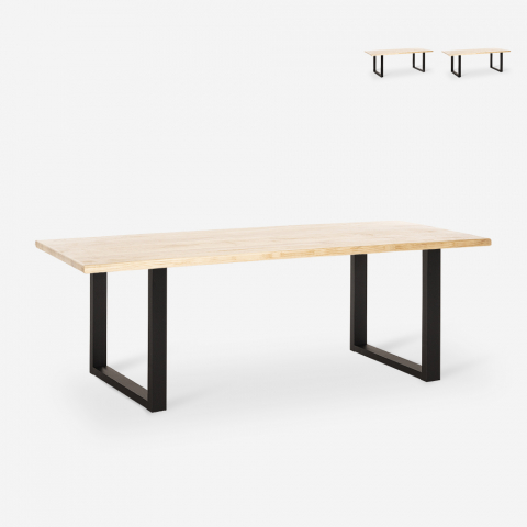 Table à manger design rectangulaire en bois de style industriel 200x80 Rajasthan 200 Promotion
