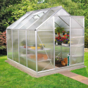 Tuinkas in aluminium en polycarbonaat met deur en raam 183x245x205 cm Laelia Keuze