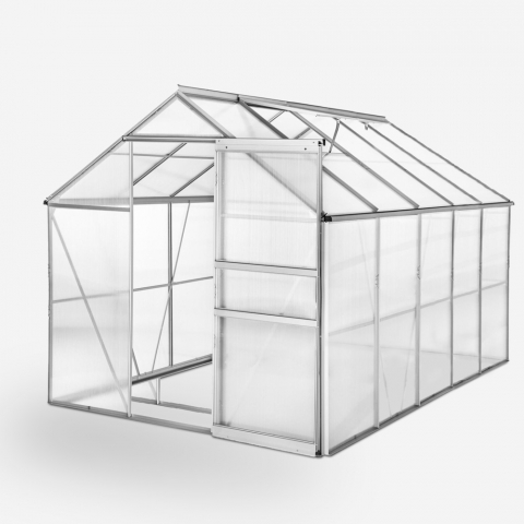 Serre de jardin en aluminium polycarbonate avec porte et fenêtre 183x305x205cm Pavonia