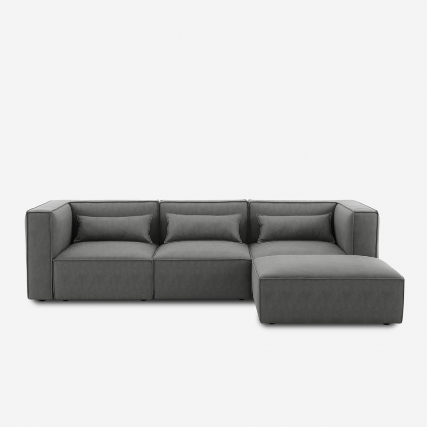 Moderne modulaire 3-zitsbank in stof met poef Solv Aanbieding Moderne modulaire 3-zitsbank in stof met poef Solv Aanbieding