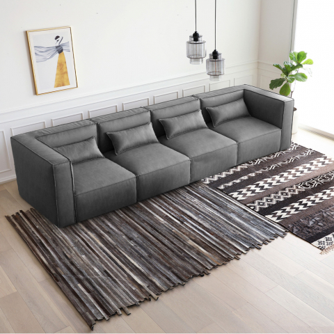 Canapé 4 places confortable modulable composable moderne en tissu Solv Promotion