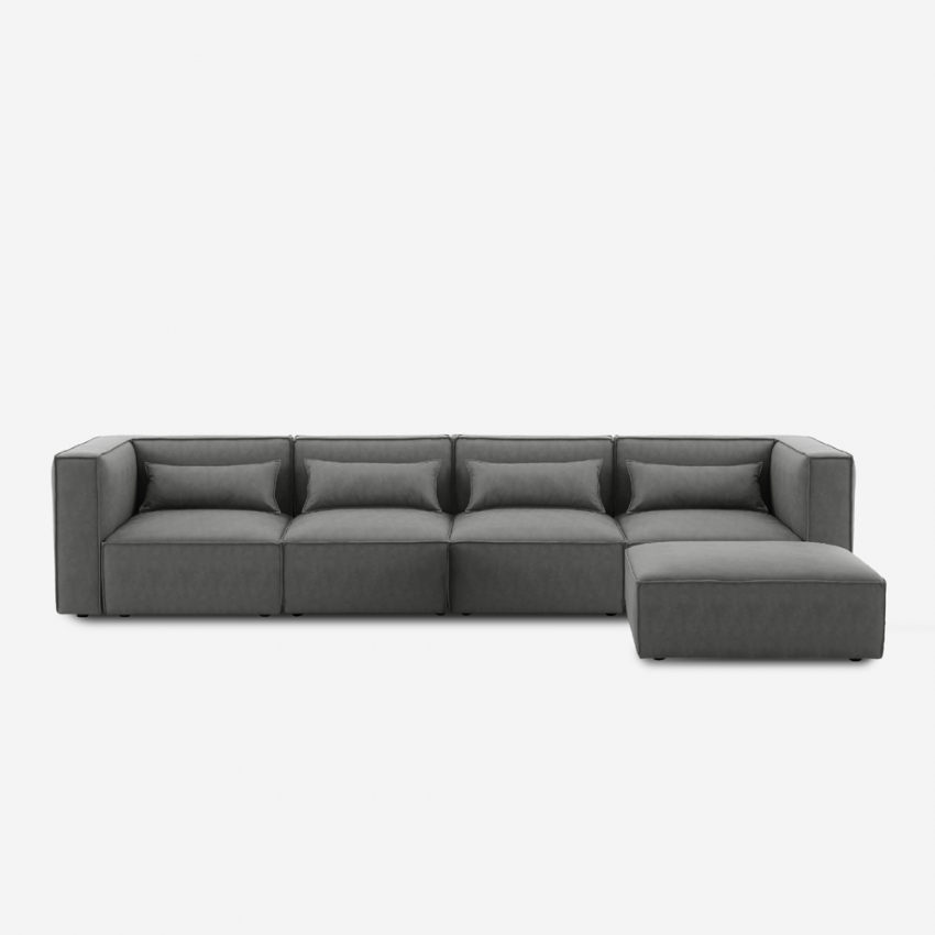 4-zits moderne modulaire stoffen hoekbank met poef Solv Aanbieding 4-zits moderne modulaire stoffen hoekbank met poef Solv Aanbieding