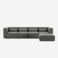 Canapé 4 places modulable moderne en tissu avec méridienne Solv Promotion
