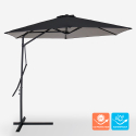 Hexagonal zwart side arm umbrella in steel 3 metres Dorico Noir Korting