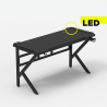Ergonomisch carbon LED gaming bureau 120 x 60 cm koptelefoon- en bekerhouder Sportbot LED 120 Aanbod