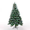 Groene PVC kunstkerstboom 210 cm met sneeuwdecoraties Tampere Aanbod