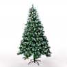 Groene PVC kunstkerstboom 210 cm met sneeuwdecoraties Tampere Aanbod