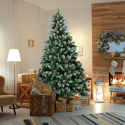 Groene PVC kunstkerstboom 210 cm met sneeuwdecoraties Tampere Verkoop