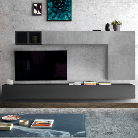 Système mural modulaire et meuble TV de salon design moderne Infinity 95