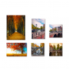Ensemble de 6 tableaux et toile paysage urbain avec cadre en bois Autumn Vente