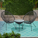 Salon de jardin Acapulco 1 table ronde 50 cm + 2 chaises spaghetti Flaw Choix