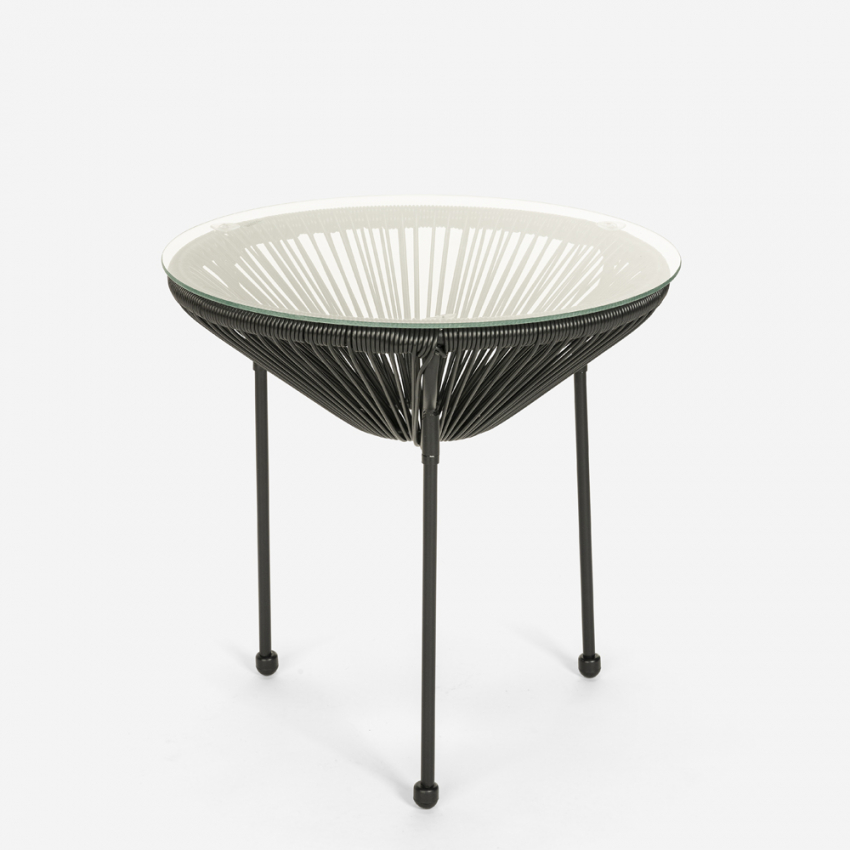 Joseph Banks hoofdkussen Klusjesman Rose Ronde outdoor tuin salontafel van glas en geweven draden design 50cm