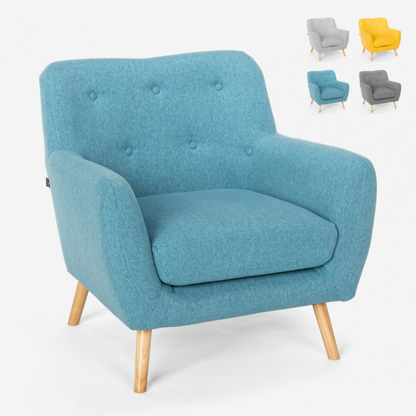 Moderne lounge fauteuil in Scandinavische stijl van hout en stof Modesto Voorraad Moderne lounge fauteuil in Scandinavische stijl van hout en stof Modesto Voorraad